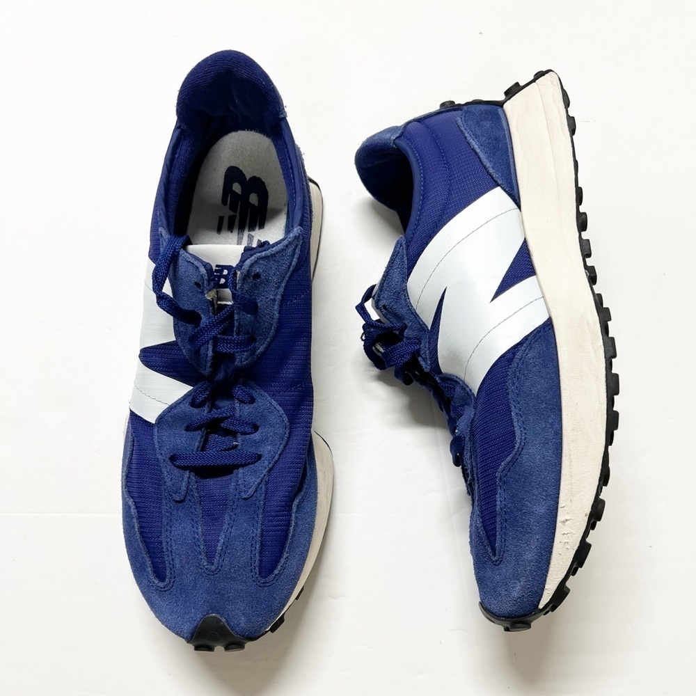 New Balance Mens Blue 327 Victory Blue White MS327GA Suede Sneaker Size 11.5